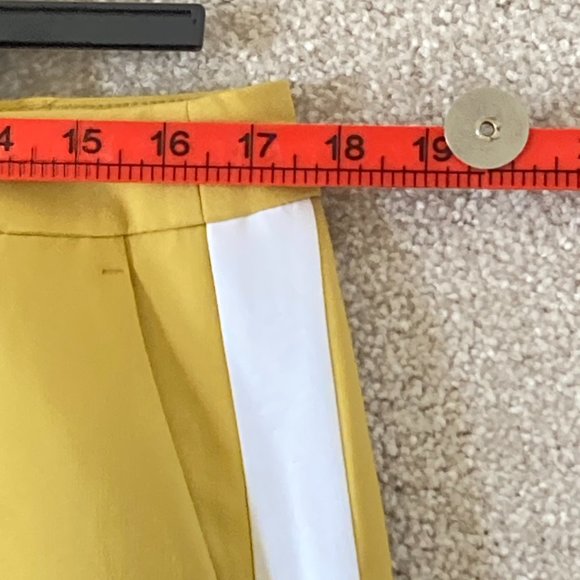 BNWT M&S Women's Mustard Yellow White Side Panels Slim Fit Trousers Size 16 - Picture 8 of 16